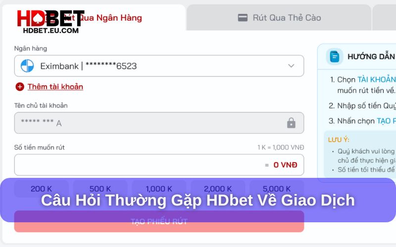 Nạp và rút tiền tại HDbet