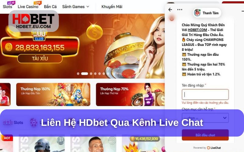 Liên hệ HDbet qua live chat trực tuyến 24/7